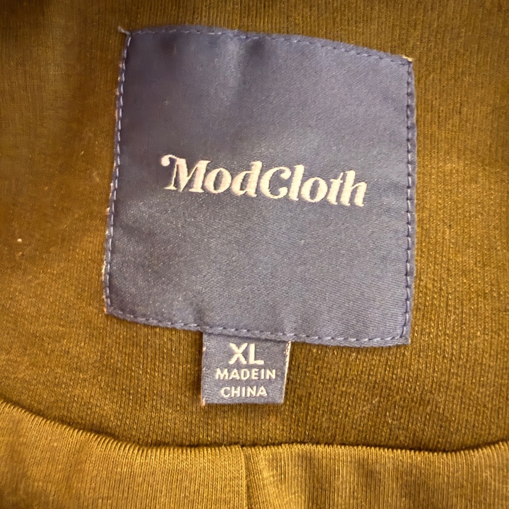 Modcloth NWOT Olive Green Blazer with White Piping Button and Pockets - Picture 5 of 6